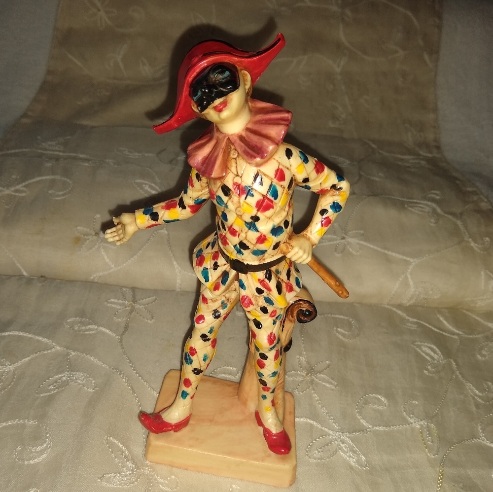 Vintage Italian harlequin Jester figurine.